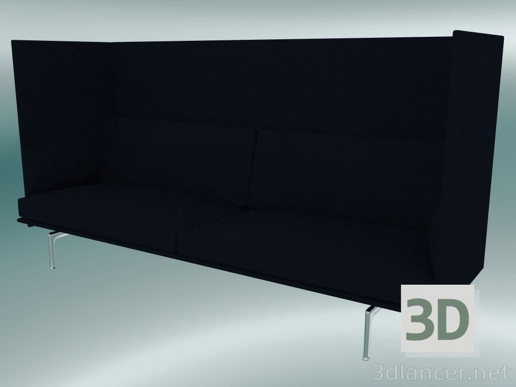 modello 3D Divano triplo con schienale alto Outline (Vidar 554, alluminio lucidato) - anteprima