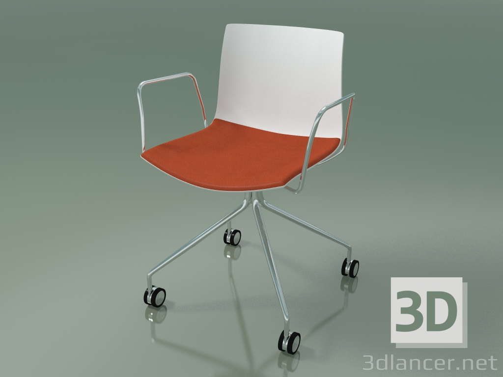 Modelo 3d Cadeira 0457 (4 rodízios, com braços, com um travesseiro no assento, polipropileno PO00101) - preview