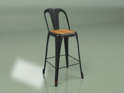 लकड़ी की सीट के साथ सेमी-बार कुर्सी मरैस (कॉफी रस्ट)