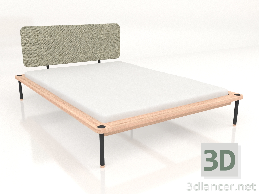3d модель Ліжко двоспальне Fina з узголів'ям з тканини 140Х200 – превью
