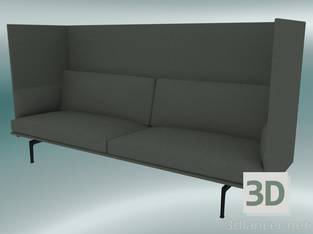 3d model Triple sofa with high back Outline (Fiord 961, Black) - preview