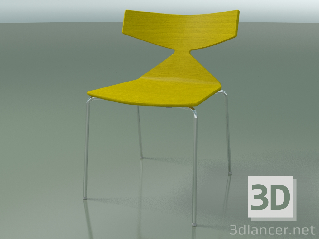 3d model Stackable chair 3701 (4 metal legs, Yellow, CRO) - preview