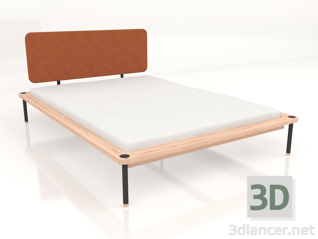 3d model Double bed Fina with leather headboard 140X200 - preview