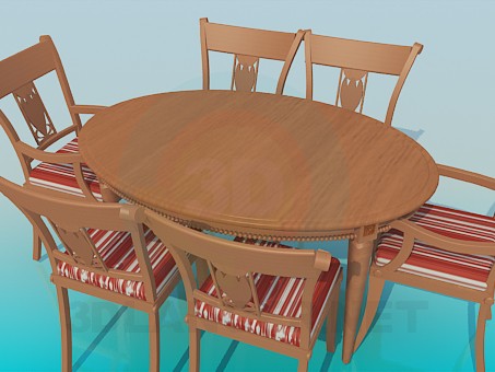3d model Table and chairs included - preview 3d model Table and chairs included - preview