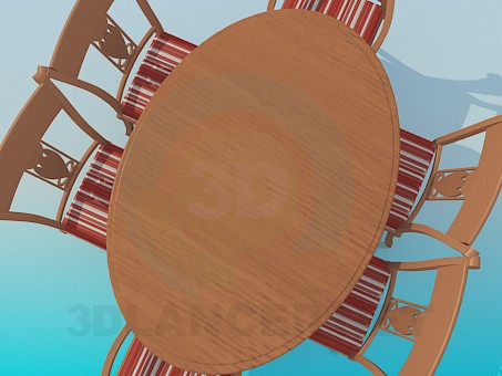 3d model Table and chairs included - preview 3d model Table and chairs included - preview