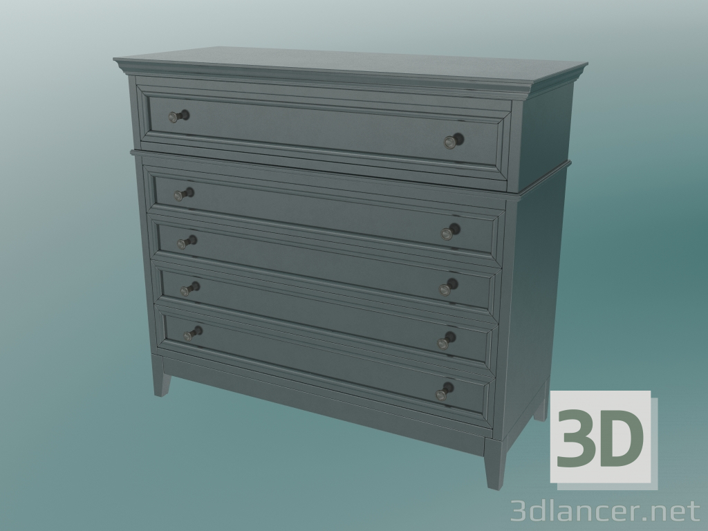 3d model Chest of drawers with legs (Black-brown) - preview