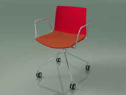 Chair 0457 (4 castors, with armrests, with a pillow on the seat, polypropylene PO00104)