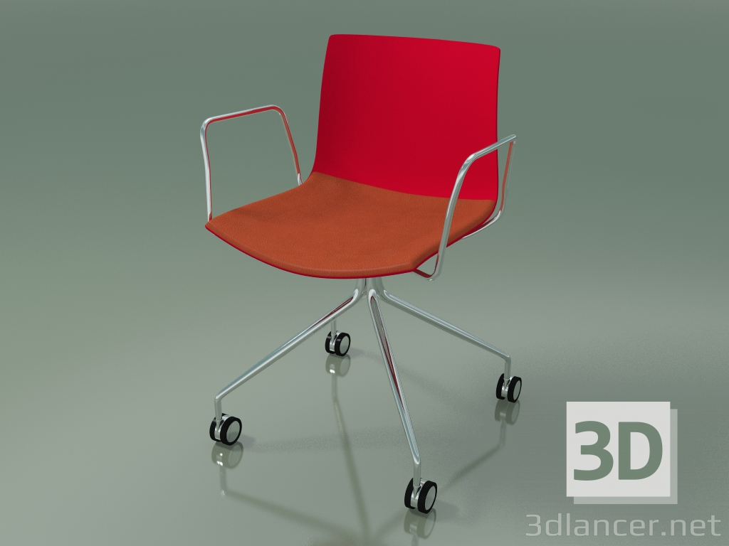 modèle 3D Chaise 0457 (4 roulettes, avec accoudoirs, avec un oreiller sur le siège, polypropylène PO00104) - preview