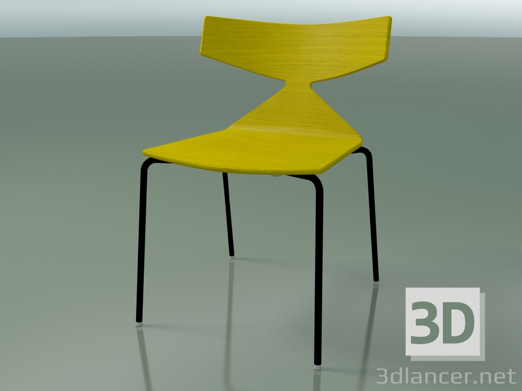 3 डी मॉडल स्टैकेबल कुर्सी 3701 (4 धातु पैर, पीला, V39) - पूर्वावलोकन
