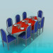 3D Modell Esstisch für 8 Personen eine entspannte - Vorschau