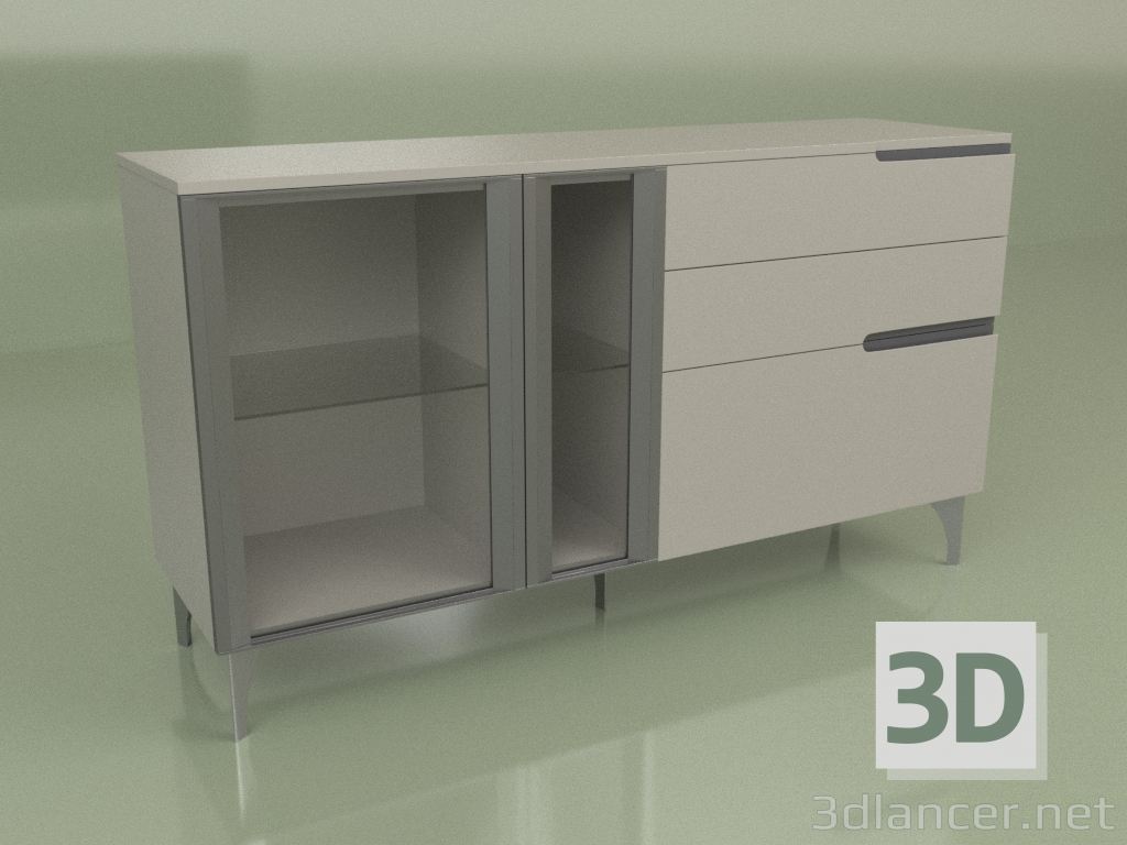 3D modeli GL 230 çekmeceli dolap (gri) - önizleme