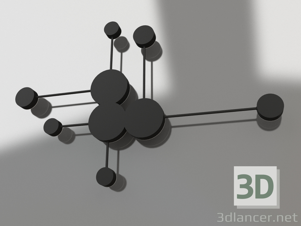 3D Modell Wandleuchte Tannen schwarz (2206.19) - Vorschau