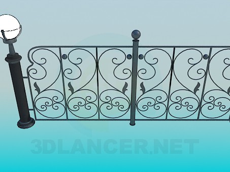 3d model Fence with lanterns - preview