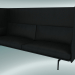 3d model Triple sofa with high back Outline (Refine Black Leather, Black) - preview