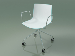Cadeira 0273 (4 rodízios, com braços, em polipropileno bicolor)
