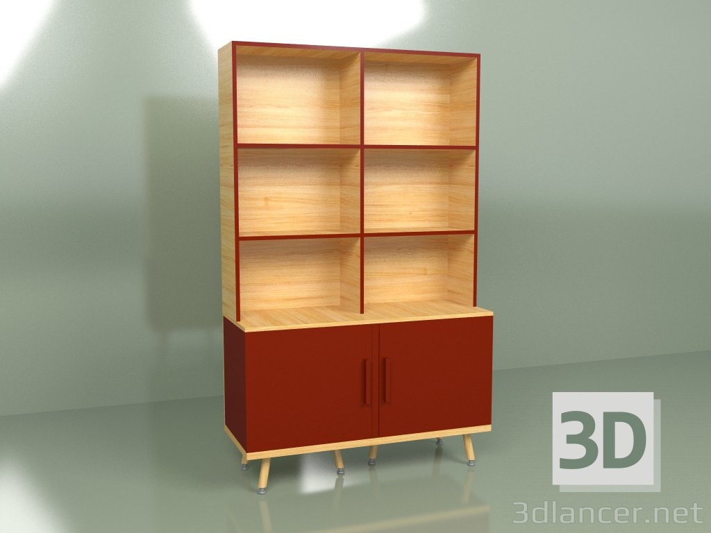 3D Modell Regal Woodi (burgunderrot) - Vorschau