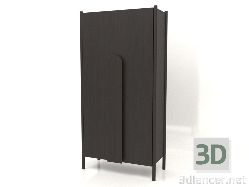 3D Modell Garderobe mit langen Griffen W 01 (1000x450x2000, Holzbraun dunkel) - Vorschau
