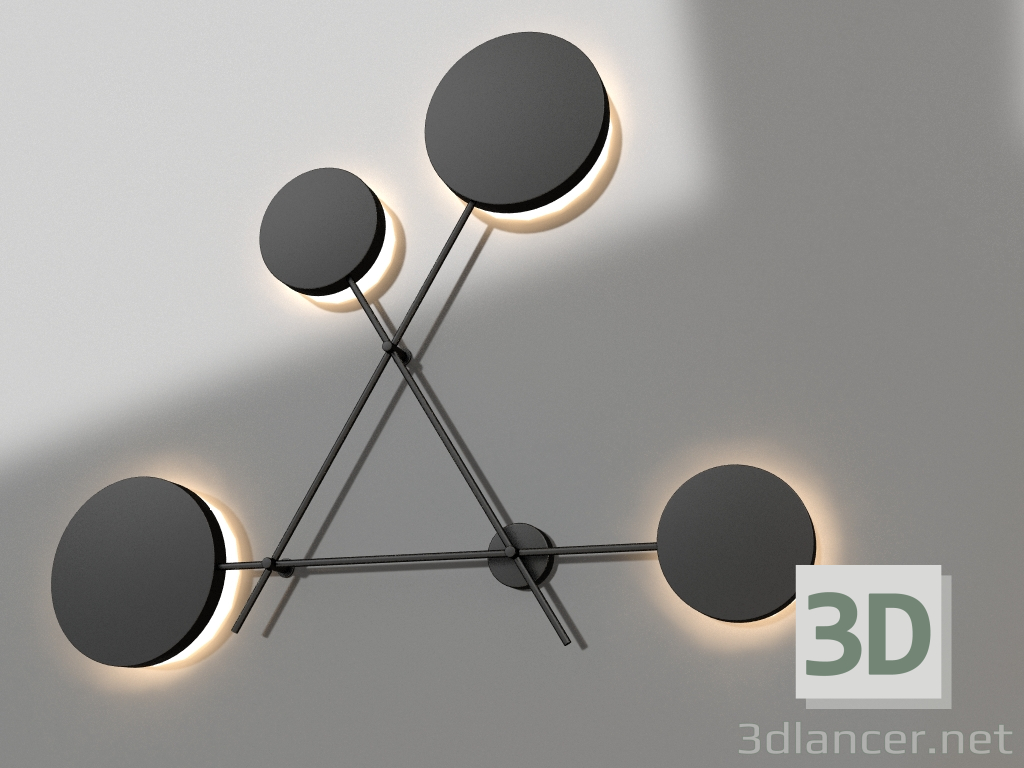 modello 3D Lampada da parete Firs nero (2207B,19) - anteprima