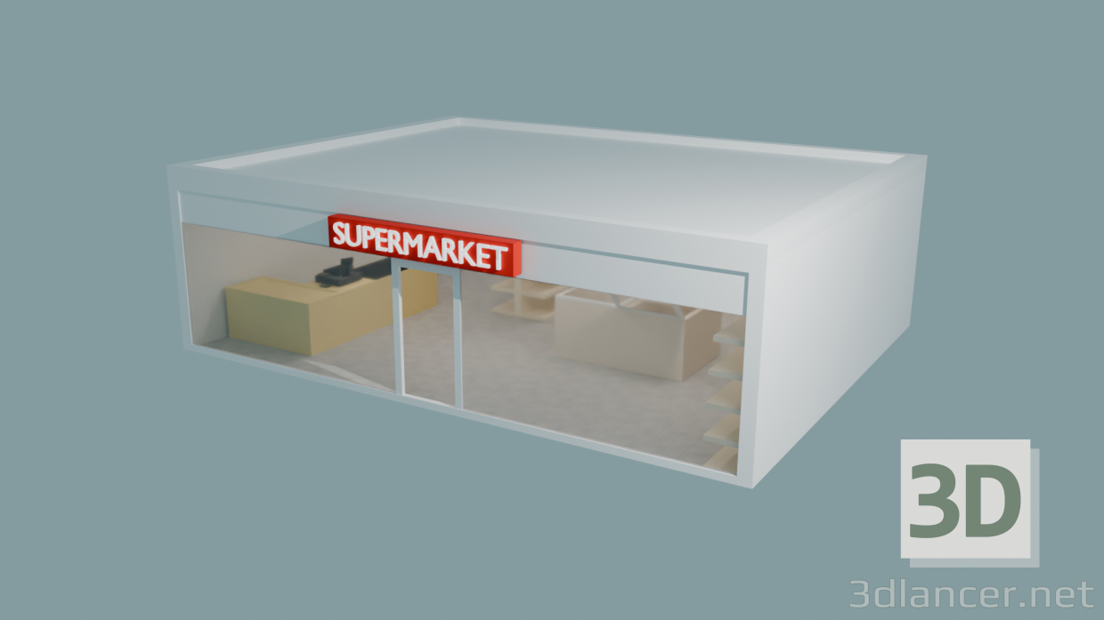 modello 3D di supermercato comprare - rendering