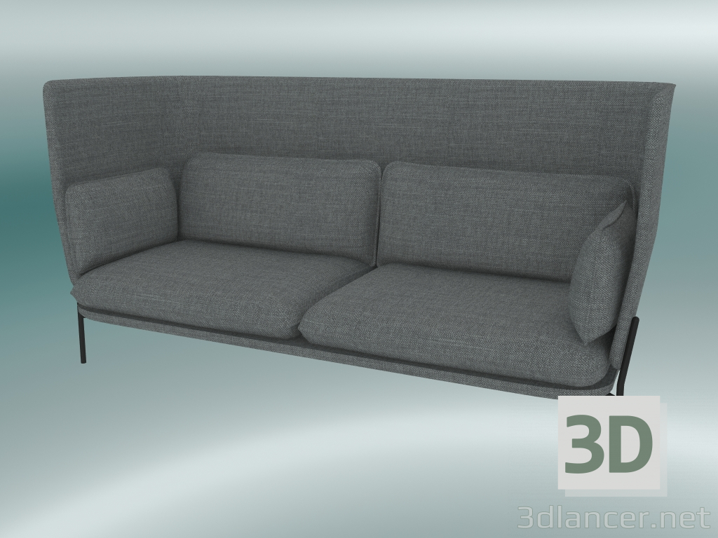 modello 3D Divano divano (LN7, 90x232 H 115 cm, gambe nere calde, Madison 724 calda) - anteprima