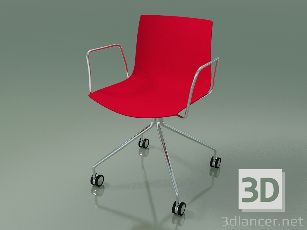 3d model Chair 0273 (4 castors, with armrests, polypropylene PO00104) - preview