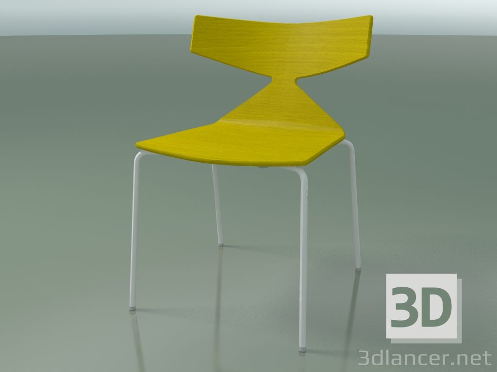 modèle 3D Chaise empilable 3701 (4 pieds en métal, jaune, V12) - preview