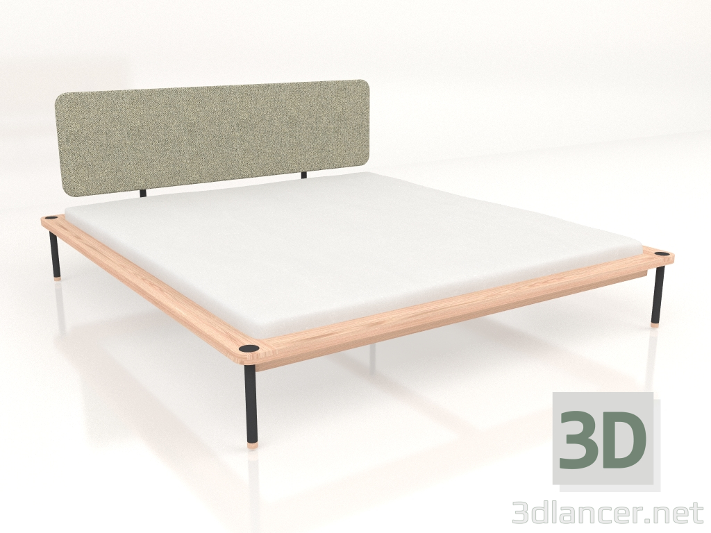 3d model Double bed Fina with fabric headboard 180X200 - preview