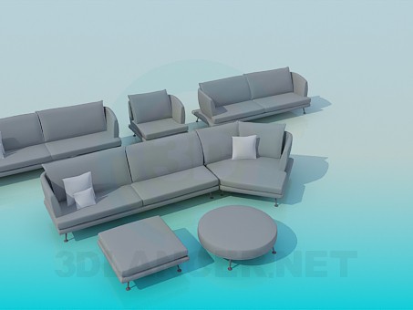 3d model Un conjunto de muebles tapizados - vista previa