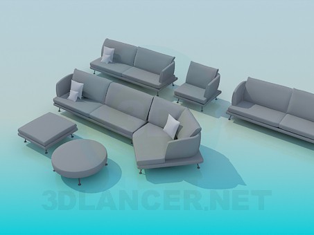 3d модель Комплект мягкой мебели – превью 3d модель Комплект мягкой мебели – превью