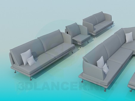 3d модель Комплект мягкой мебели – превью 3d модель Комплект мягкой мебели – превью