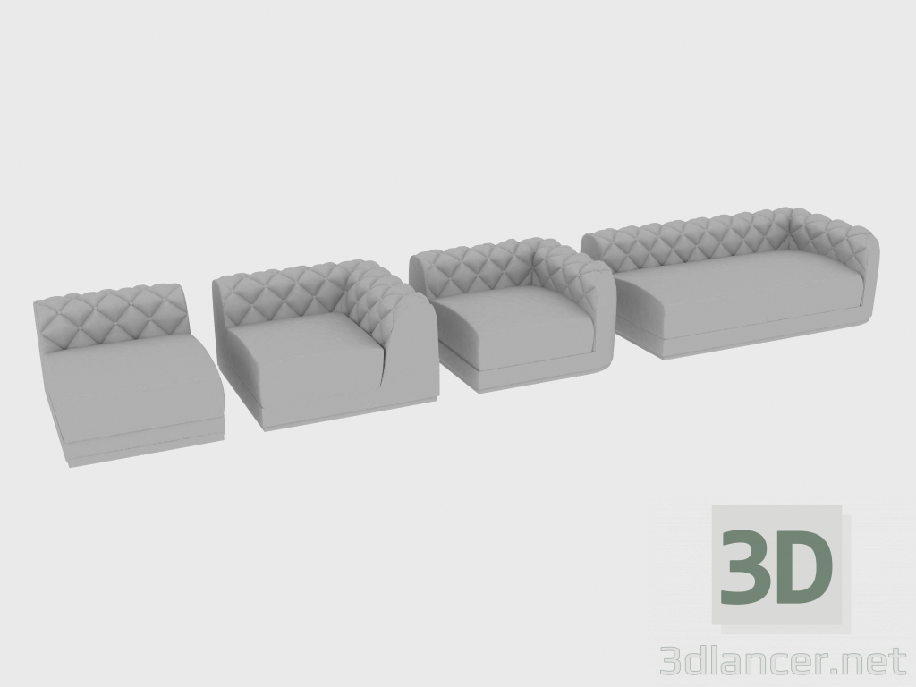 3d model Elements of a sofa modular MILTON - preview