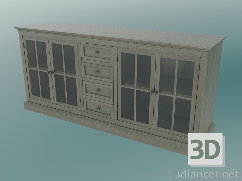 3d model Chest Shanghai with glass doors light - preview