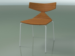 Stapelbarer Stuhl 3701 (4 Metallbeine, Teak-Effekt, V12)