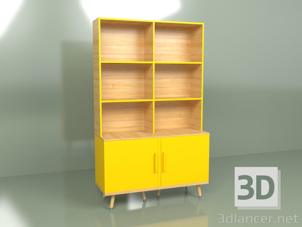 3D modeli Raflı Woodi (sarı-hardal) - önizleme