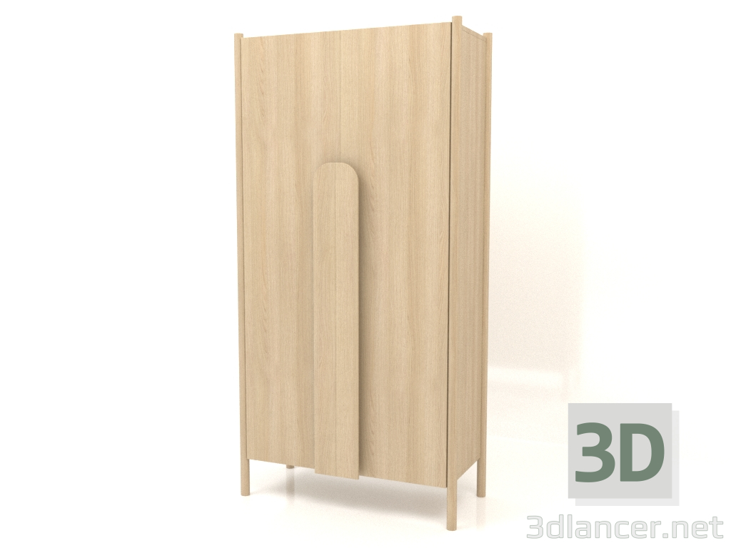 3D Modell Garderobe mit langen Griffen B 01 (1000x450x2000, Holz weiß) - Vorschau
