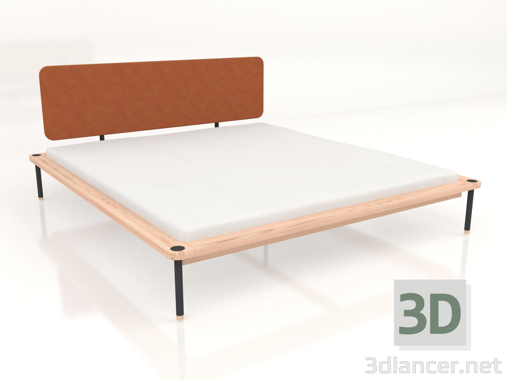 3d model Double bed Fina with leather headboard 180X200 - preview