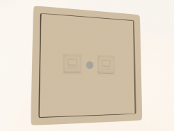 Telephone socket RJ11 + RJ11 (double, cat.3ClassE-44, matte cashmere, DA86935) R98