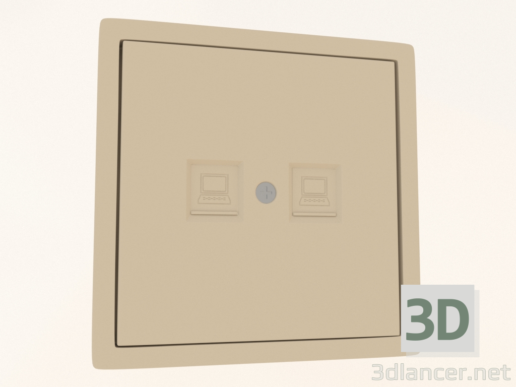 3d model Telephone socket RJ11 + RJ11 (double, cat.3ClassE-44, matte cashmere, DA86935) R98 - preview