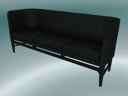 Sofa Triple Mayor (AJ5, H 82 cm, 62 x 200 cm, Eiche schwarz gebeizt, Leder - schwarze Seide)