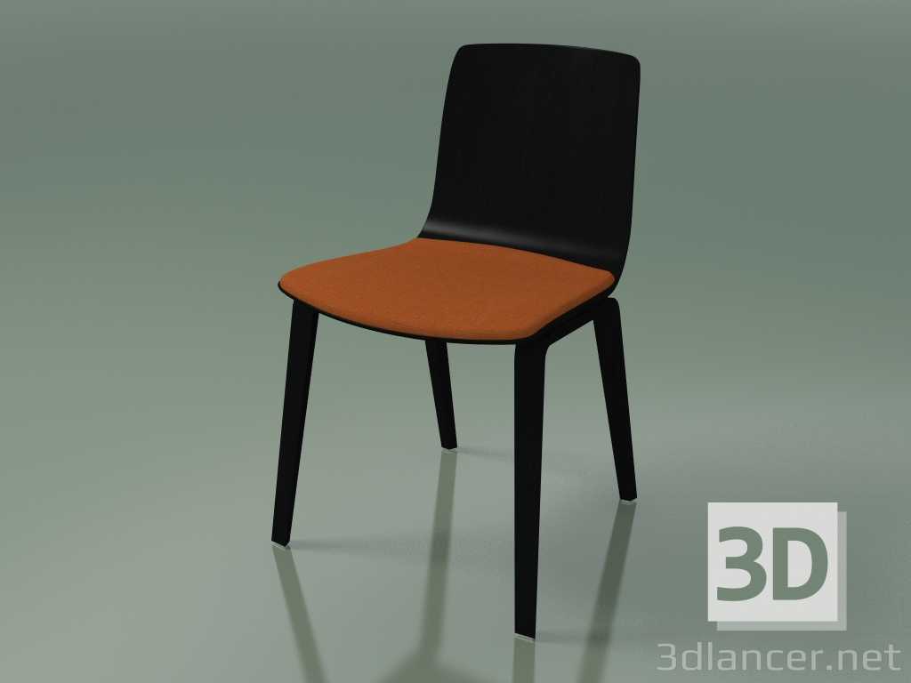 modello 3D Sedia 3978 (4 gambe in legno, con cuscino sul sedile, betulla nera) - anteprima