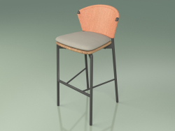 Bar stool 050 (Orange, Metal Smoke, Teak)