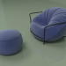 3D Modell Sessel Uni mit Pouf (Kornblume) - Vorschau