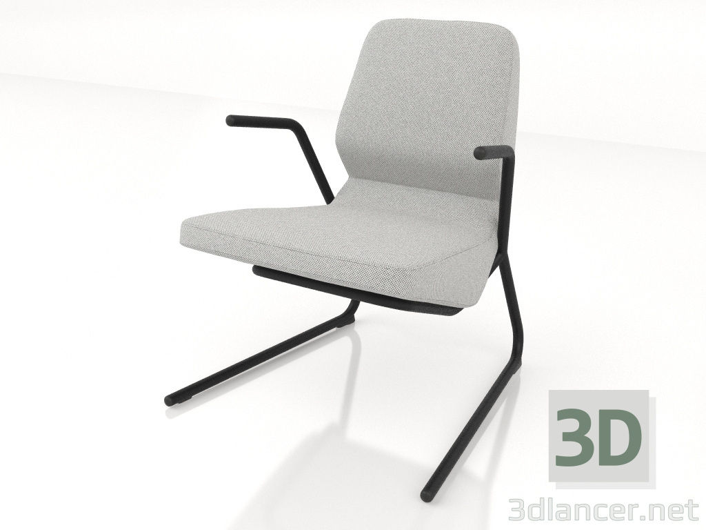 3d модель Крісло на консольних ніжках D25 мм з підлокітниками – превью