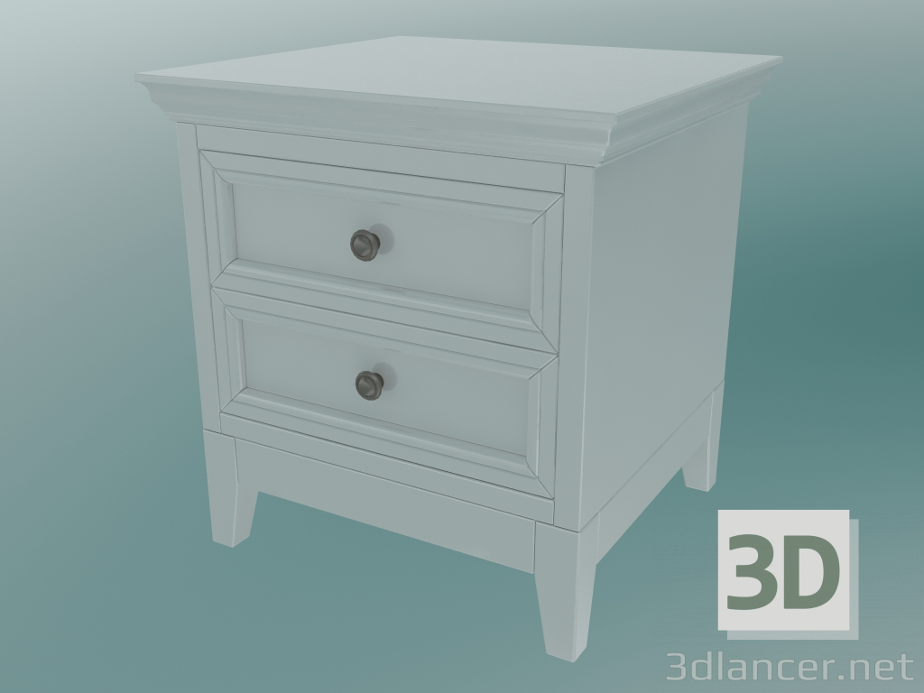 3d model Bedside table with legs (White) - preview