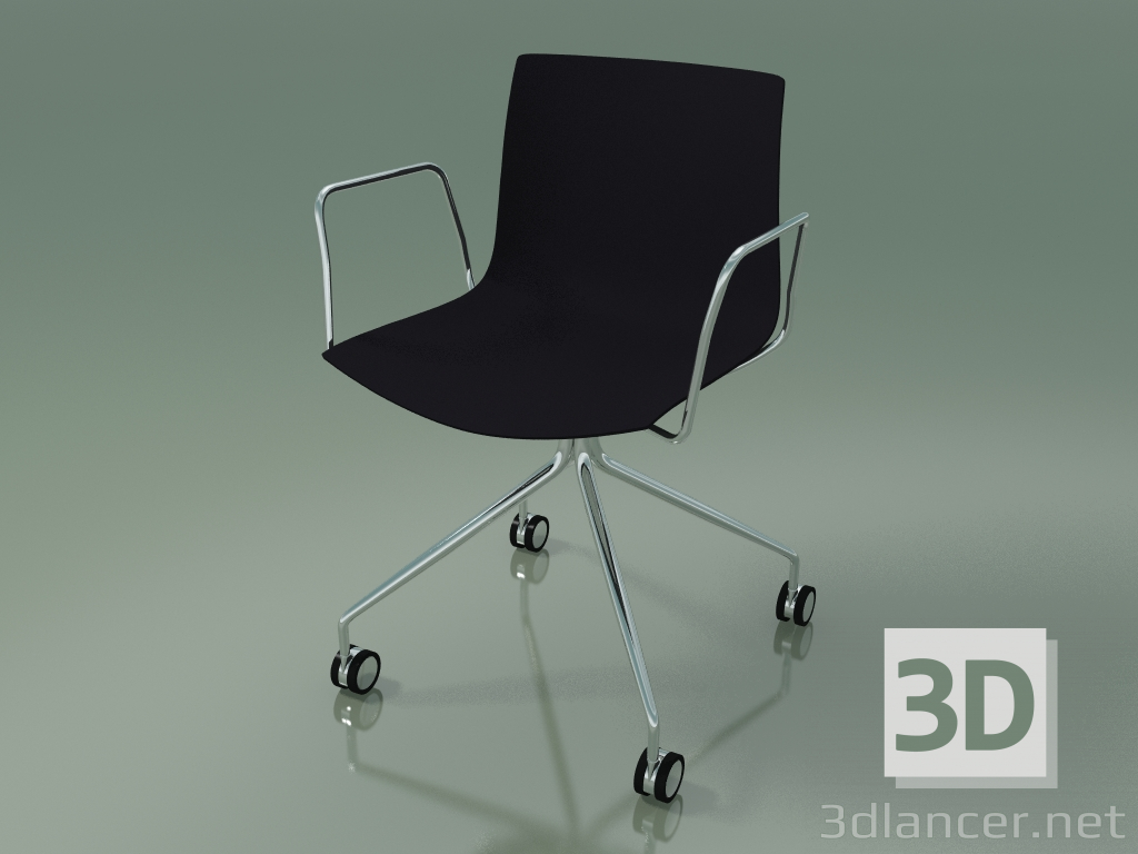 3d model Chair 0273 (4 castors, with armrests, polypropylene PO00109) - preview
