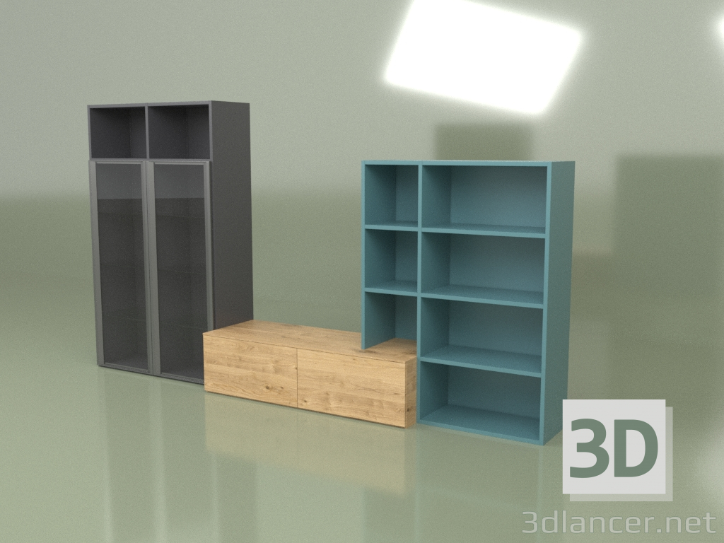 3d model Shelves Composition 1 (Anthracite) - preview