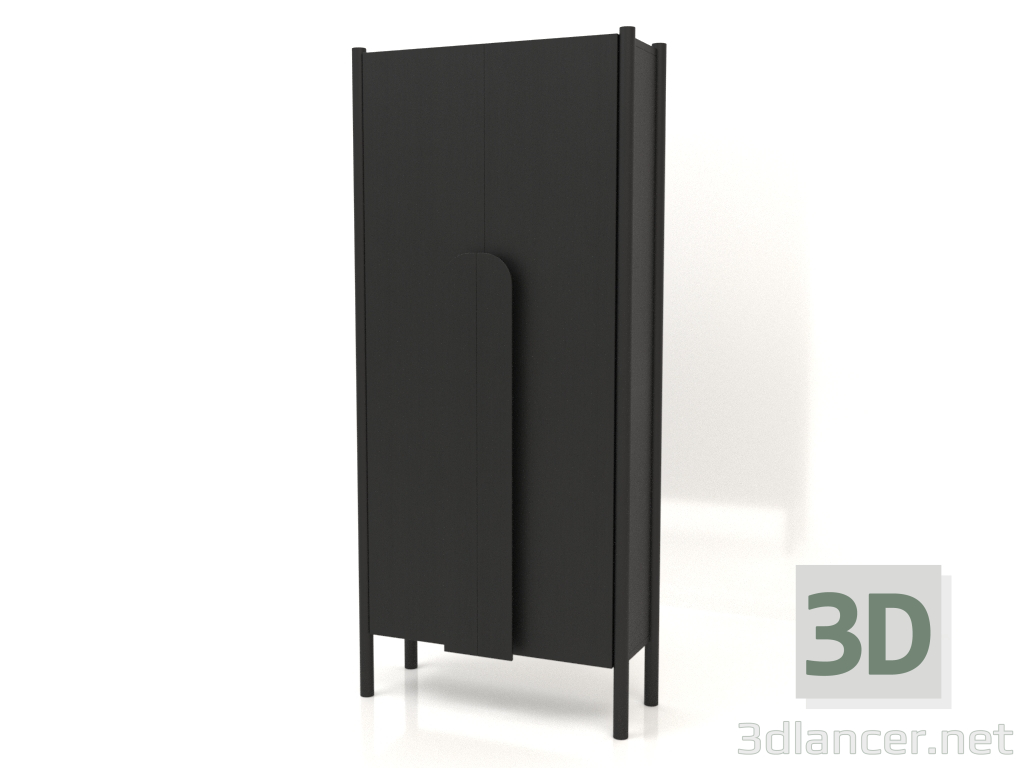 3D Modell Garderobe mit langen Griffen B 01 (800x300x1800, Holz schwarz) - Vorschau