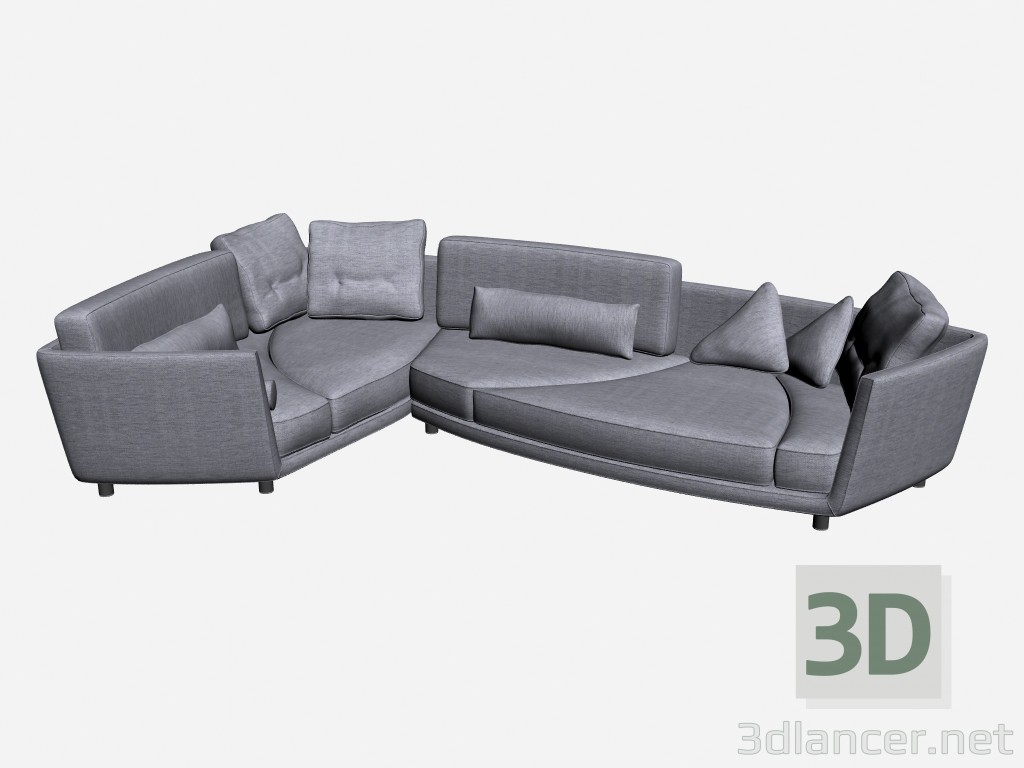3d model Esquina del sofá 1 Deha - vista previa