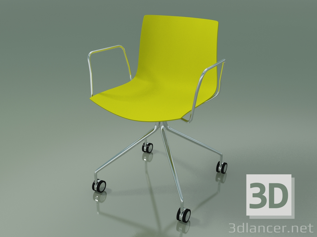modèle 3D Chaise 0273 (4 roulettes, avec accoudoirs, polypropylène PO00118) - preview