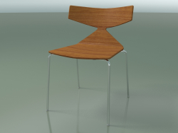 Stapelbarer Stuhl 3701 (4 Metallbeine, Teak-Effekt, CRO)